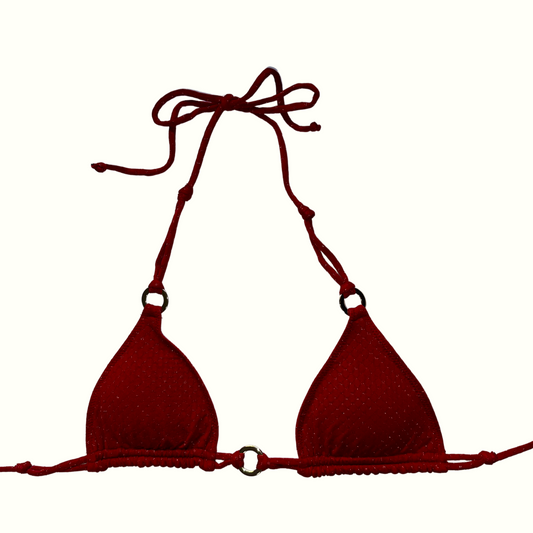 AURA RED - HALTER BIKINI TOP