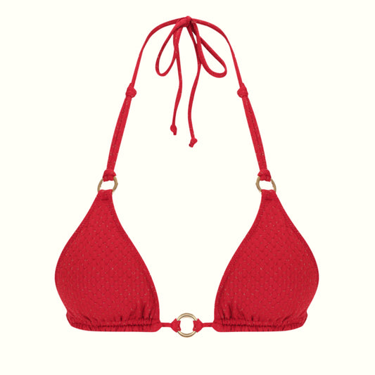 AURA RED - HALTER BIKINI TOP