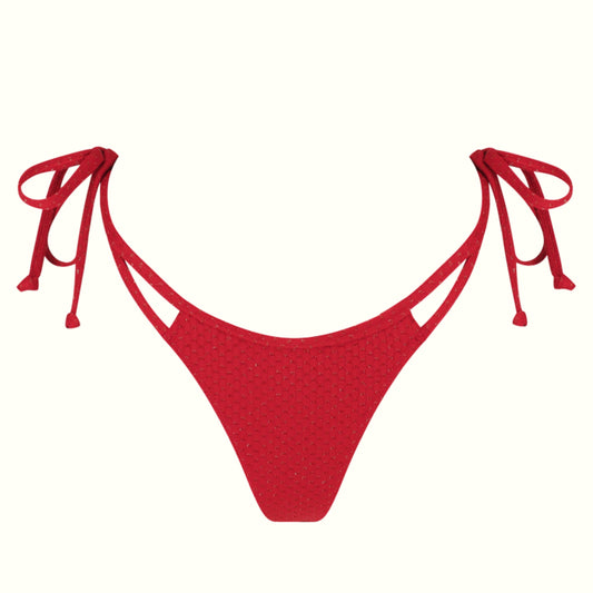 AURA RED - TIE SIDE BIKINI BOTTOMS