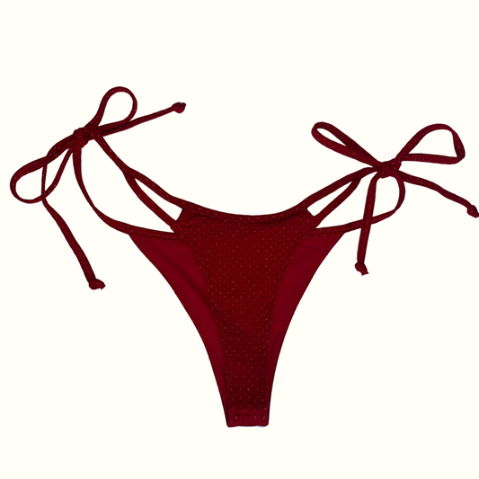 AURA RED - TIE SIDE BIKINI BOTTOMS